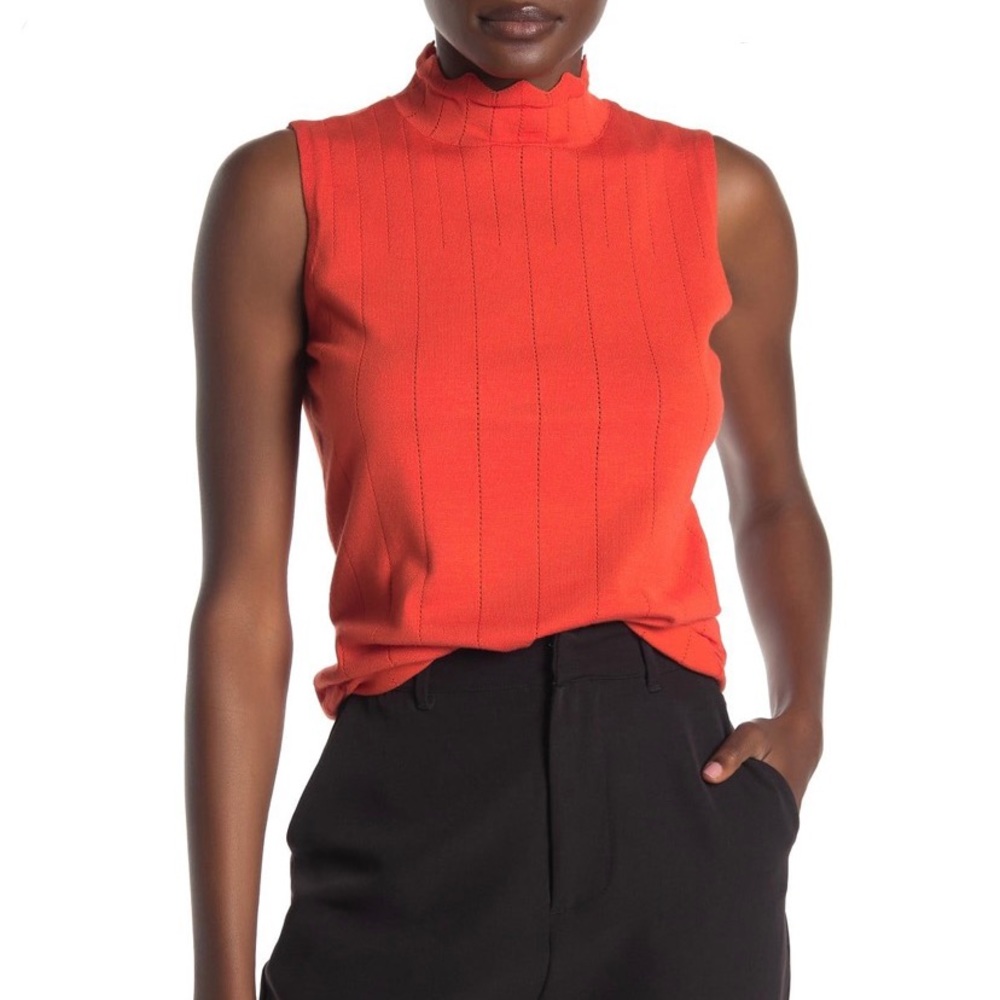 Cyrus Sleeveless Mock Neck Tank Top in Bright Orange